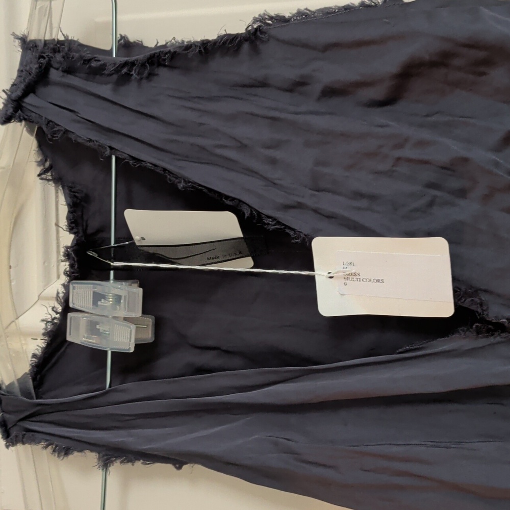 Sz 0 Jaga Charcoal Frayed Edge Sleeveless Dress - Picture 2 of 5